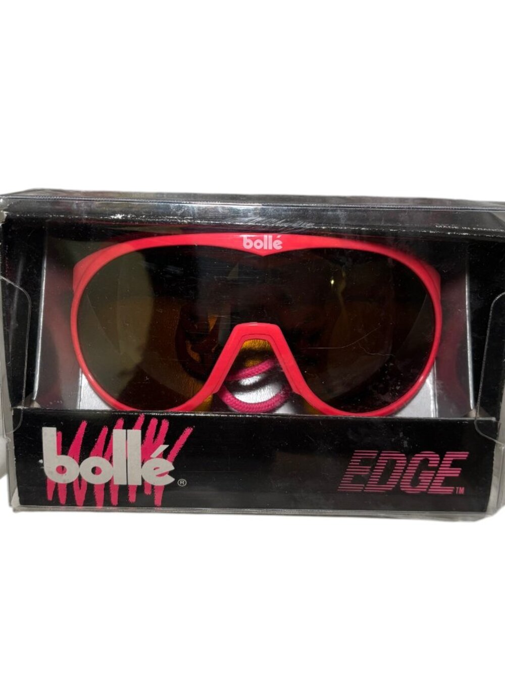Rare Vintage 1980s Bollé Edge Chronoshield Neon Pink Sunglasses Original Box